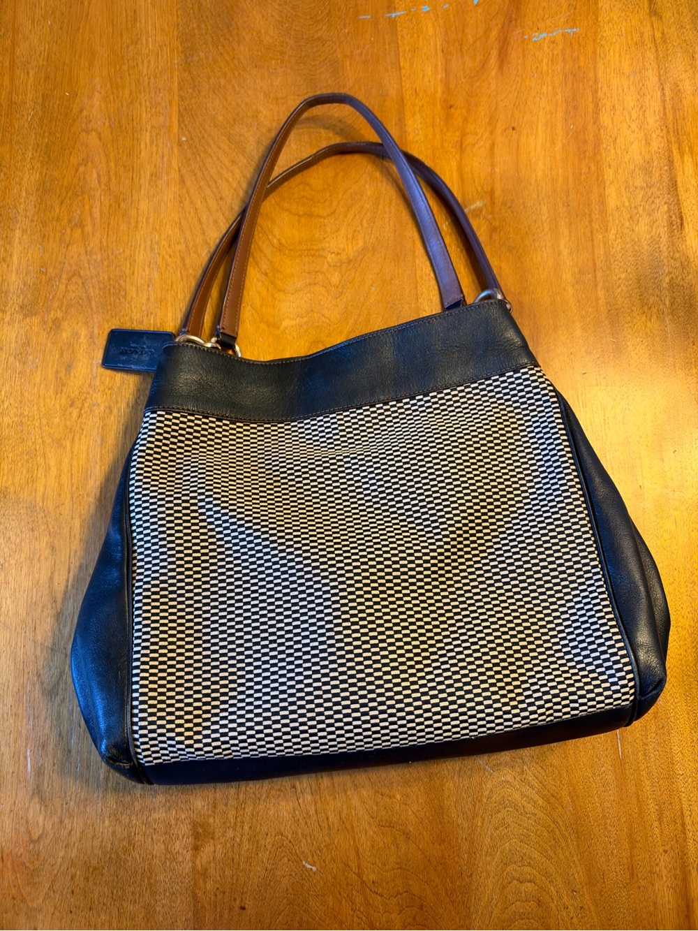 Coach Black and White Herringbone Shoulder Bag - Picture 2 of 8